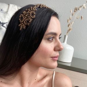 Marie Hayden Brown beaded headband